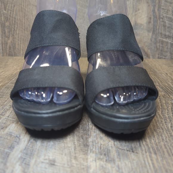 Crocs Leigh II Women's Black 2 Strap Wedge Sandal Women's Size 7 Dual Comfort - Picture 3 of 13